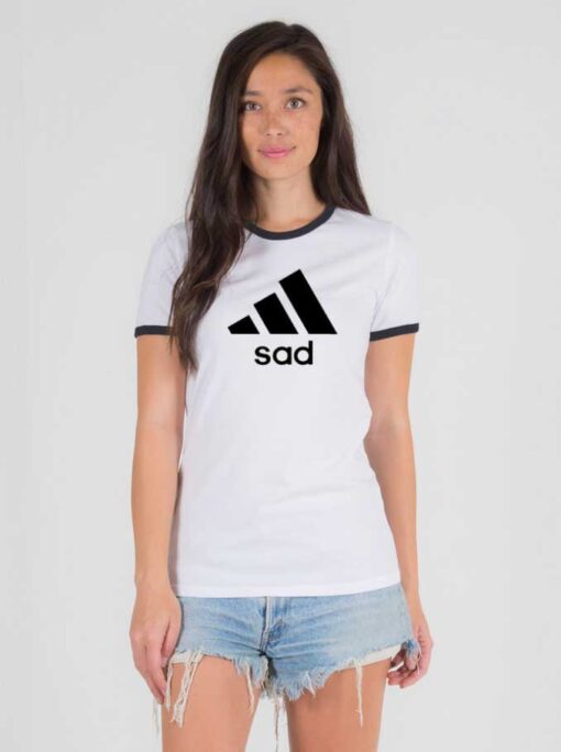 Sad Adidas Logo Inspired Parody Ringer Tee