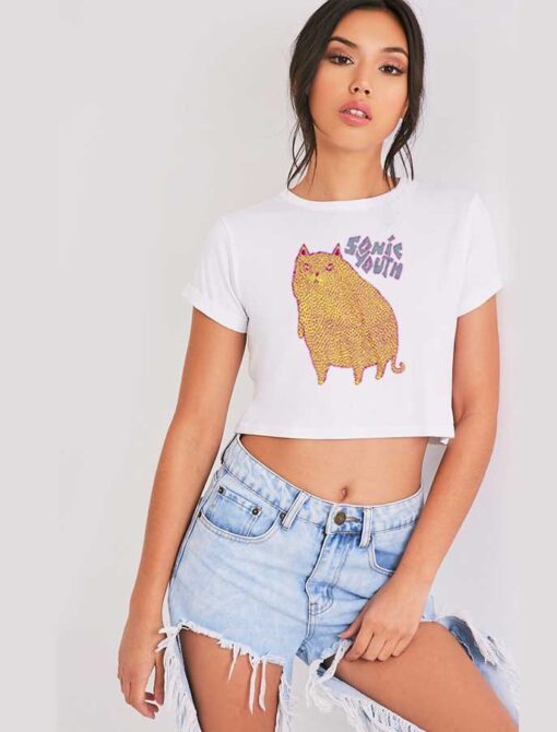 Sonic Youth Dotted Cat Vintage Crop Top Shirt