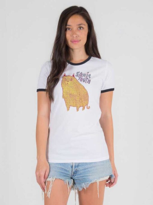 Sonic Youth Dotted Cat Vintage Ringer Tee