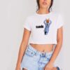 Suede Animal Nitrate Pig Head Crop Top Shirt