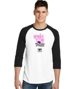 The Power Of Peppa Pig Head Raglan Tee