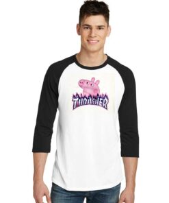 Ugly Peppa Pig Flame Thrasher Parody Raglan Tee