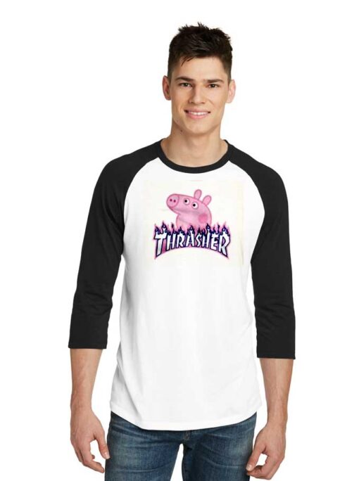 Ugly Peppa Pig Flame Thrasher Parody Raglan Tee