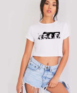 Vintage Queen Band Members Face Crop Top Shirt