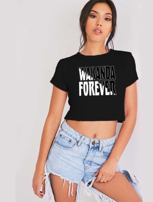 Wakanda Forever Black White RIP Crop Top Shirt