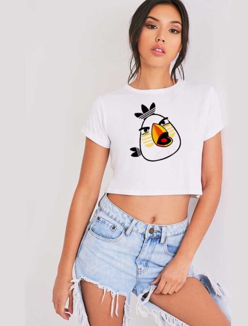 White Angry Bird X Adidas Logo Crop Top Shirt