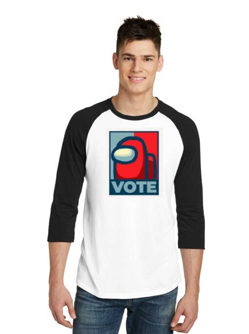 Among Us Election Vote Red For Impostor Raglan Tee