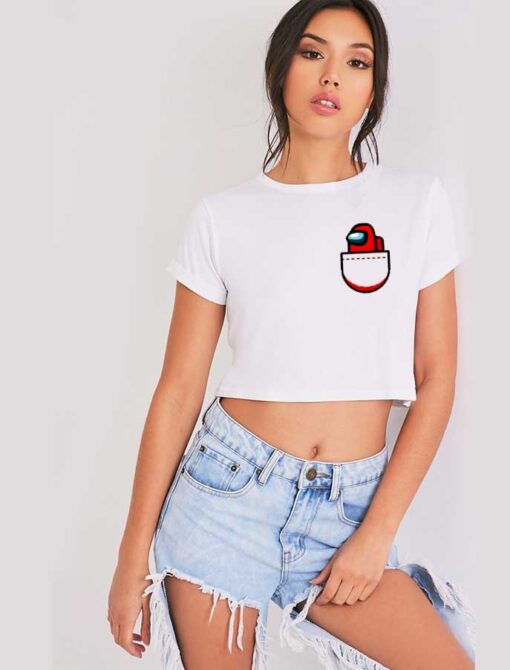 Among Us Red Impostor Pocket Style Crop Top Shirt