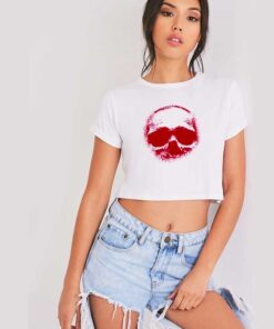 Back Of Skeleton Skull Halloween Crop Top Shirt