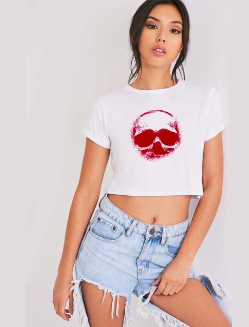 Back Of Skeleton Skull Halloween Crop Top Shirt