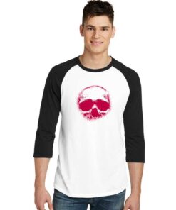 Back Of Skeleton Skull Halloween Raglan Tee