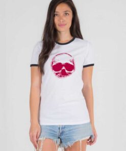 Back Of Skeleton Skull Halloween Ringer Tee