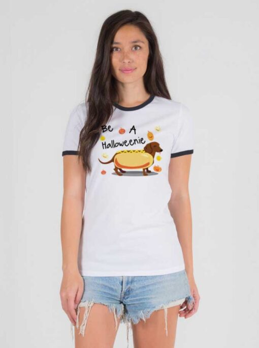 Be A Halloweenie Hotdog Costume Halloween Ringer Tee