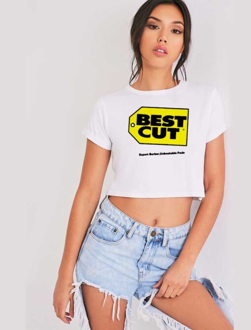 Best Cut Expert Barber Price Tag Crop Top Shirt