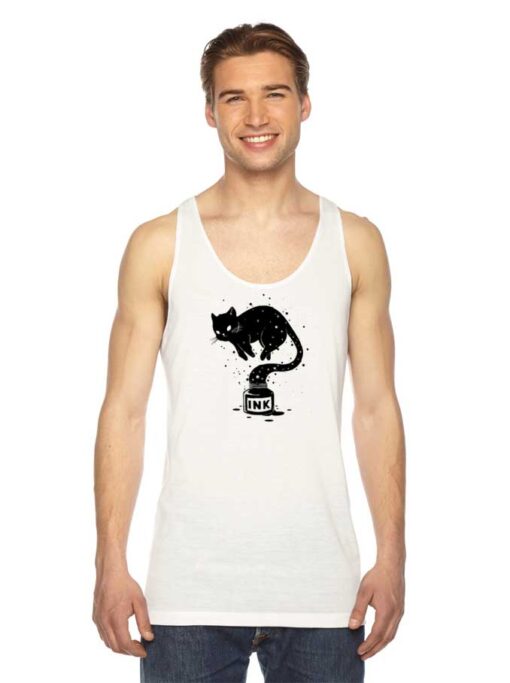 Black Cat Ink Bottle Art Tank Top