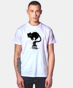 Black Cat Ink Bottle Art T Shirt