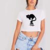 Black Cat Ink Bottle Art Crop Top Shirt