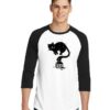 Black Cat Ink Bottle Art Raglan Tee