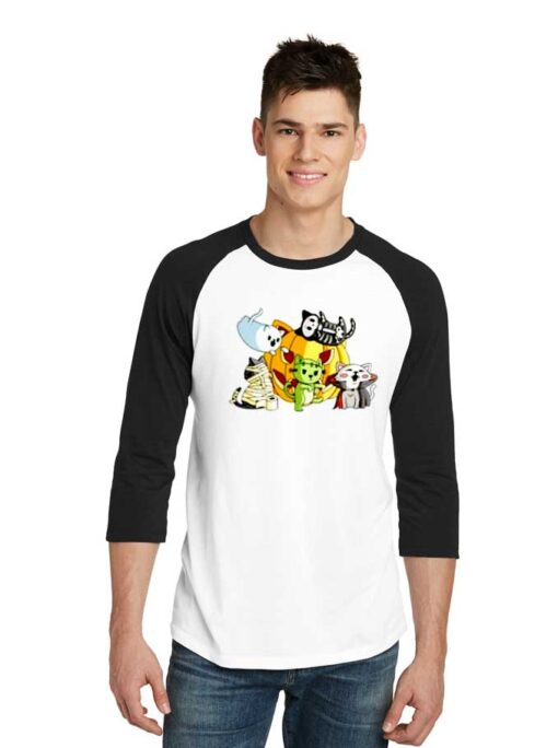 Catoween Cosplaying Halloween Cats Raglan Tee