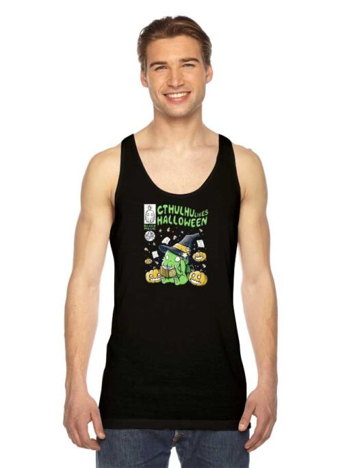 Cthulhu Likes Halloween Black Magic Book Tank Top