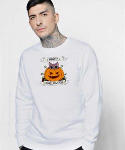 Cute Cat in Pumpkin Happy Halloween Sweatshirt