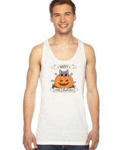 Cute Cat in Pumpkin Happy Halloween Tank Top