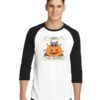 Cute Cat in Pumpkin Happy Halloween Raglan Tee