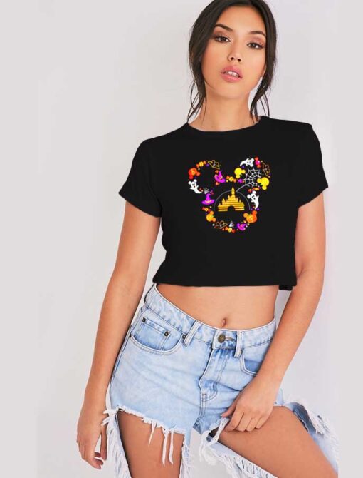 Disney Mickey Mouse Halloween Castle Crop Top Shirt