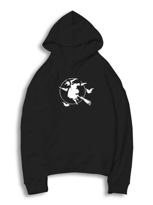 Flying Witch Broom Halloween Graphic Hoodie