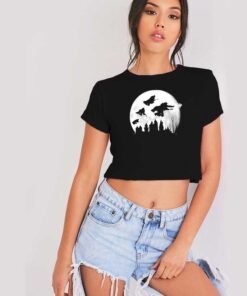 Full Moon Over Hogwarts Magic Fight Crop Top Shirt