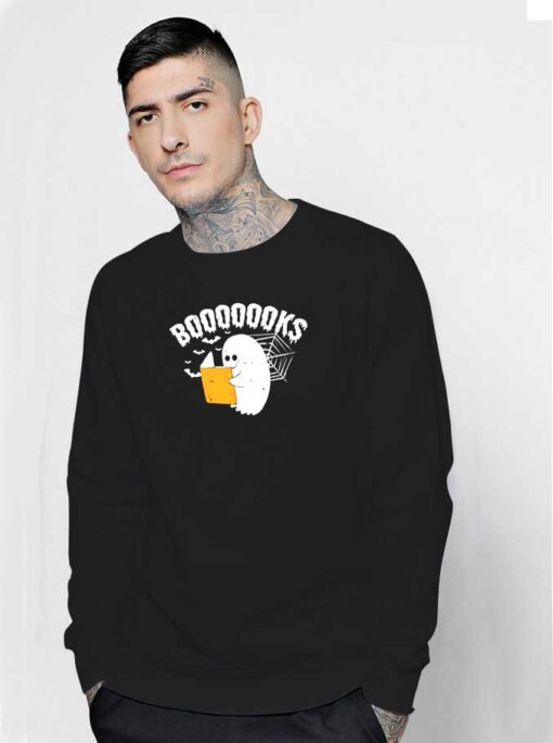 Ghost Reading Halloween Booooks Sweatshirt