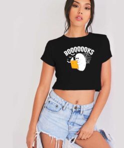 Ghost Reading Halloween Booooks Crop Top Shirt