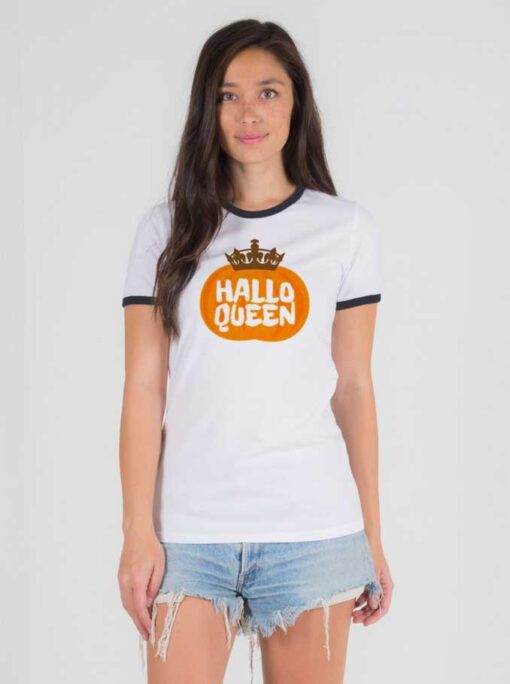 Halloqueen Crown Orange Pumpkin Ringer Tee