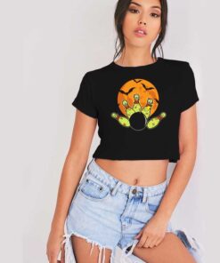 Halloween Bowling Zombie Pins Bomb Crop Top Shirt