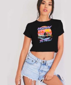 Halloween Car Highway To Hell Crop Top Shirt