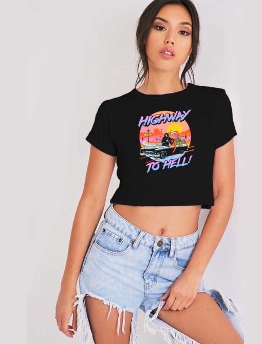 Halloween Car Highway To Hell Crop Top Shirt