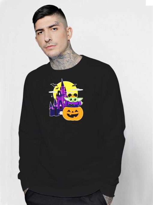 Halloween Castle and Baby Yoda Pumpkin Sweatshirt