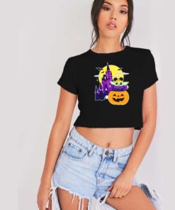 Halloween Castle and Baby Yoda Pumpkin Crop Top Shirt