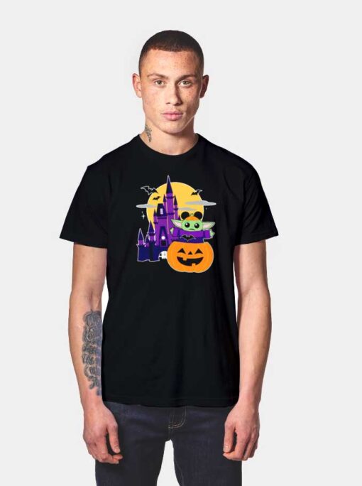 Halloween Castle and Baby Yoda Pumpkin T Shirt