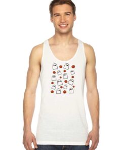 Halloween Ghosts And Pumpkins Grid Tank Top