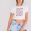 Halloween Ghosts And Pumpkins Grid Crop Top Shirt