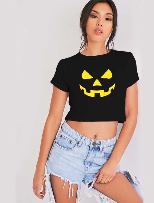 Halloween Horror Nights Pumpkin Face Crop Top Shirt