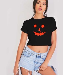 Halloween Movie Jack Pumpkin Face Crop Top Shirt