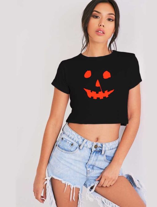 Halloween Movie Jack Pumpkin Face Crop Top Shirt