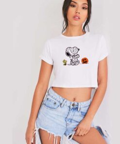 Halloween Mummy Snoopy Sleep Walking Crop Top Shirt