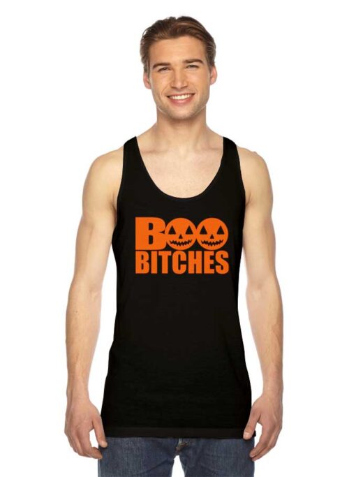 Halloween October Boo Bitches Pumpkin Tank Top