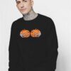 Halloween Pumpkin Boobs Skeleton Hand Sweatshirt