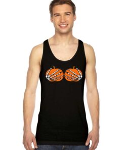 Halloween Pumpkin Boobs Skeleton Hand Tank Top