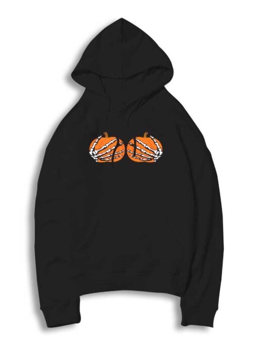 Halloween Pumpkin Boobs Skeleton Hand Hoodie