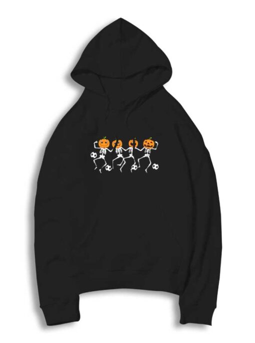 Halloween Soccer Player Pumpkin Skeletons Dance Hoodie